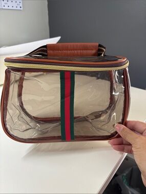 BROWN TRANSPARENT COSMETICS BAG